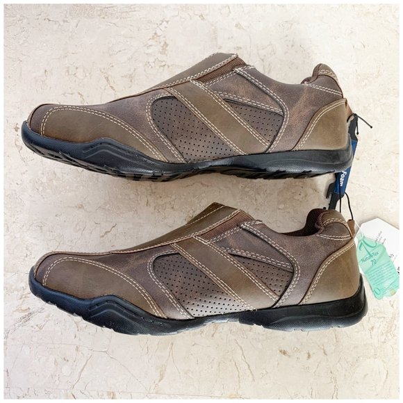 NEW Faded Glory Shoes Mens 7.5 Shoes Brown Faux Leather Loafer Memory Foam - Picture 2 of 5